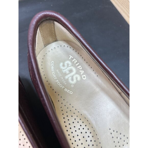 SAS Womens Tripad Comfort Foot Bed Leather Loafers Size 8 Burgundy - Picture 4 of 9